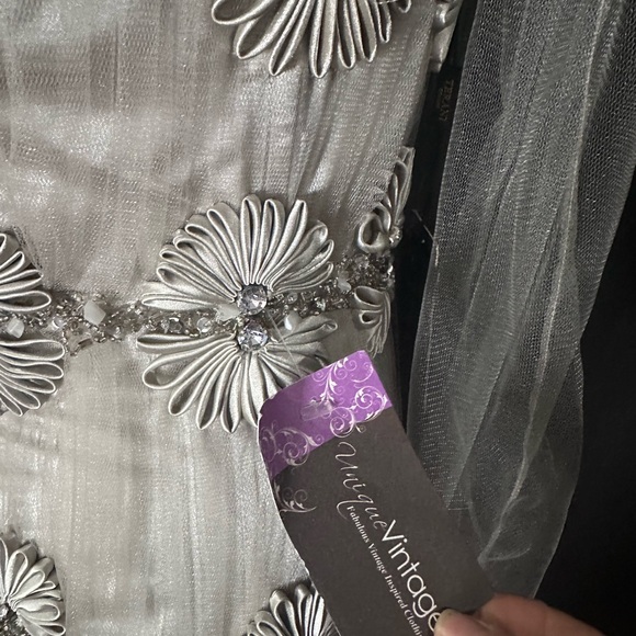 Terani Couture Silver Sequin Wedding Gown with Halter Neckline - Picture 3 of 11